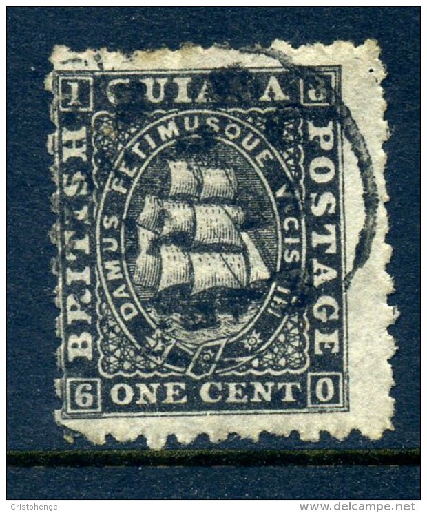 British Guiana 1863-76 Ship (p.10) - 1c Black Used (SG 85) - Guyana Britannica (...-1966)