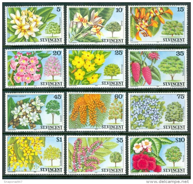 1984 St.Vincent Piante Plants Plantes Alberi Trees Arbres Fiori Flowers Fleurs Set MNH** B524 - Alberi