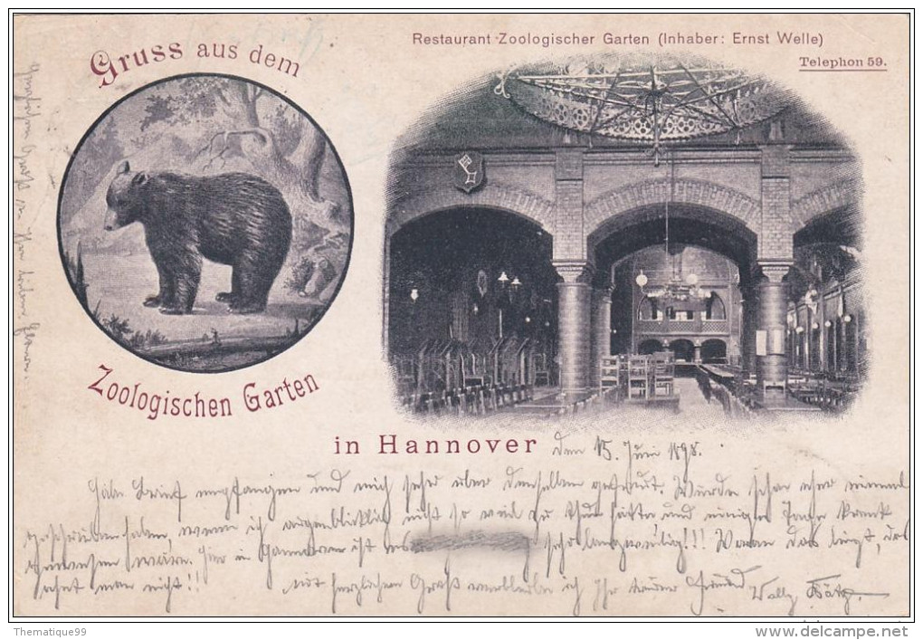 - Entier Postal Allemand Timbré Sur Commande Illustré Ours (bear, Bären), Jardin Zoologique, Restaurant (1898) - Ours