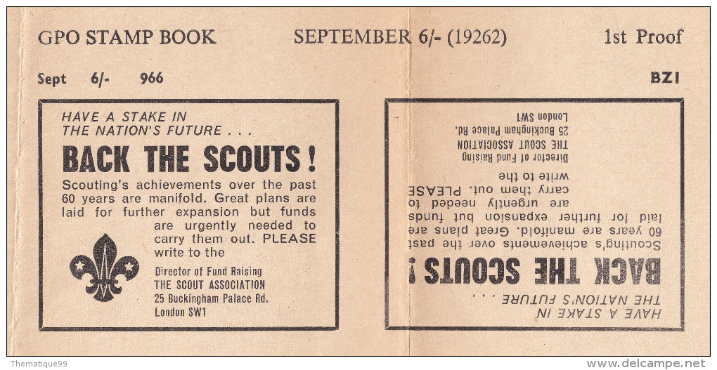 Première épreuve D'une Publicité De Carnet Anglais (proof Of Advert Pane From GB Booklet) : Scoutisme, Scout - Covers & Documents