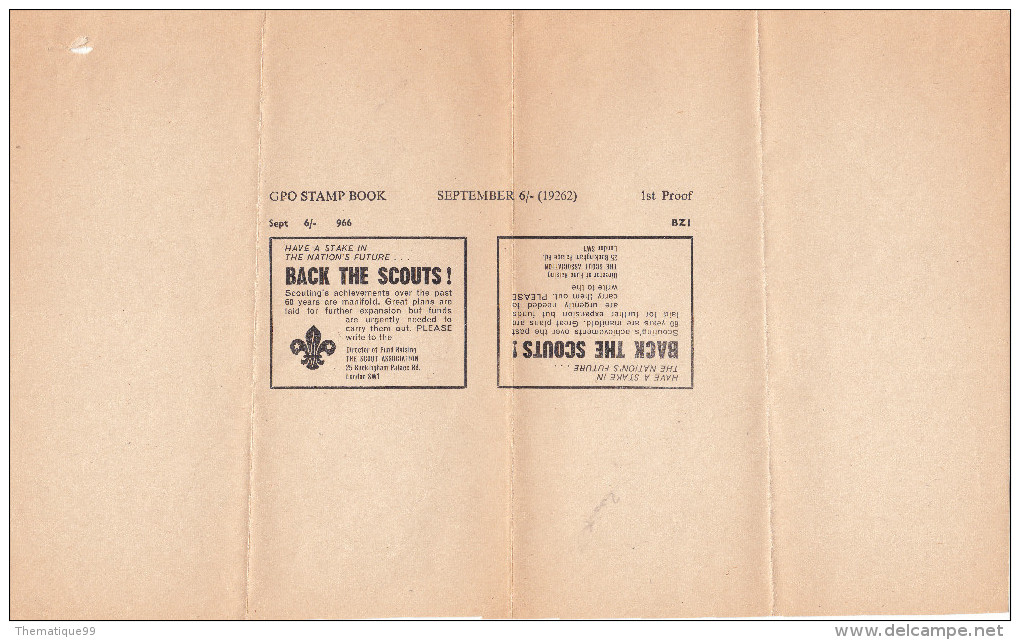 Première épreuve D'une Publicité De Carnet Anglais (proof Of Advert Pane From GB Booklet) : Scoutisme, Scout - Cartas & Documentos