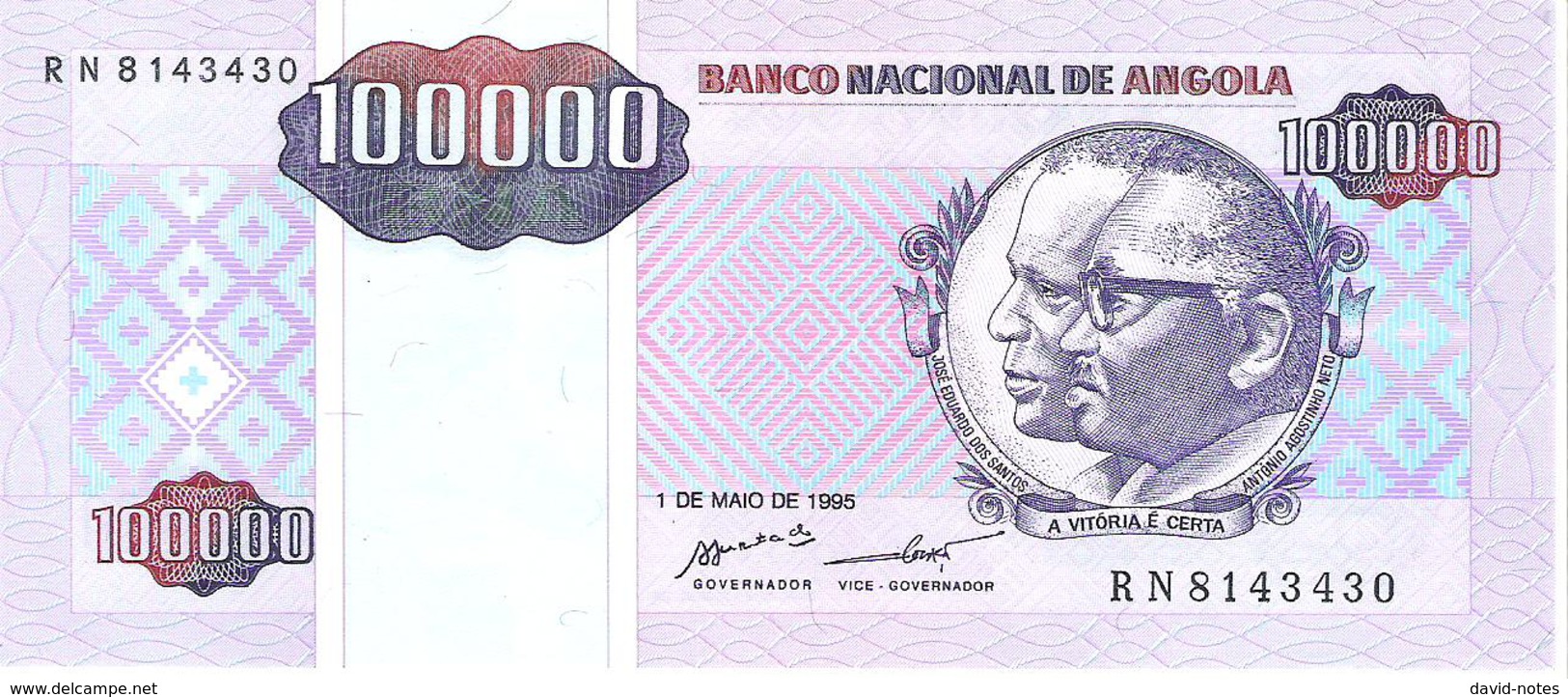 Angola - Pick 139 - 100.000 (100000) Kwanzas Reajustados 1995 - Unc - Angola
