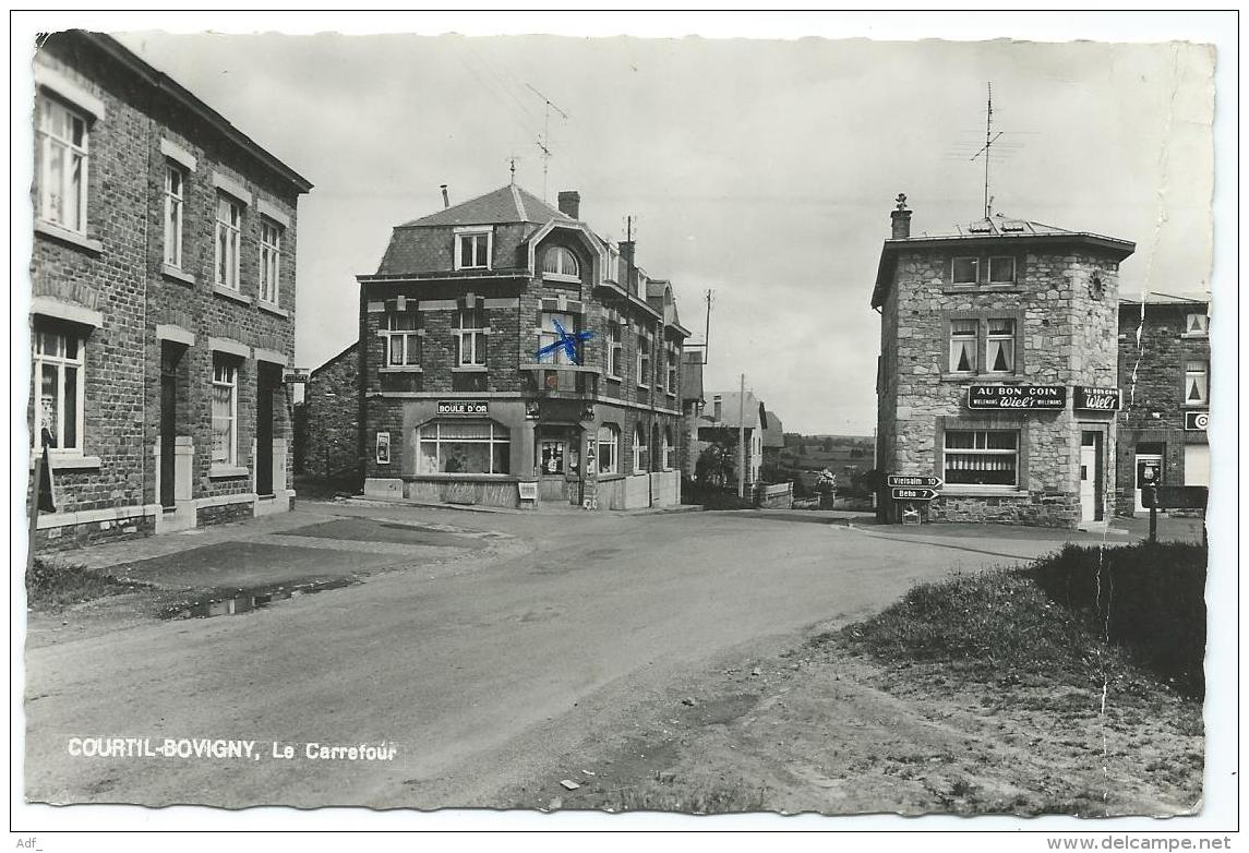 CPSM COURTIL - BOVIGNY, LE CARREFOUR, BAR CAFE AU BON COIN, TABAC, PROVINCE DE LUXEMBOURG, BELGIQUE - Gouvy