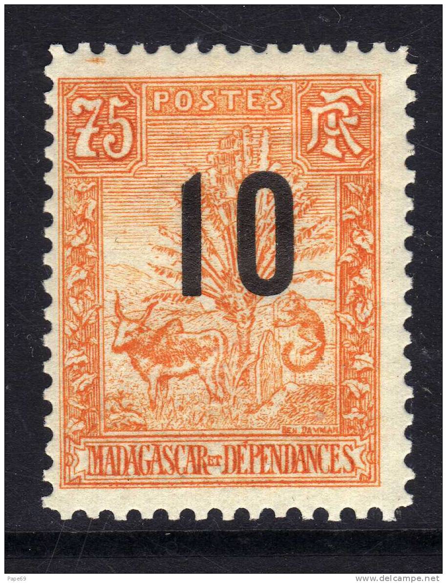 Madagascar N° 120 X Timbres 1896 / 1900 Surchargés : 10 Sur 75 C. Faible Charnière Sinon TB - Nuovi