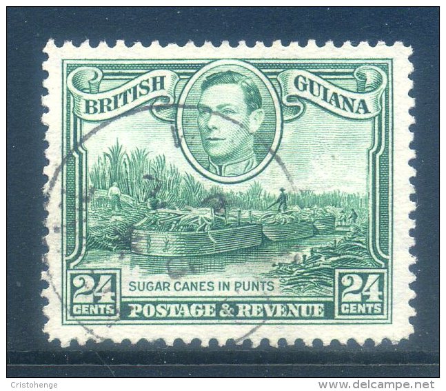 British Guiana 1938-52 KGVI Pictorials - 24c Sugar Canes In Punts - Wmk. Sideways - Used (SG 312a) - British Guiana (...-1966)