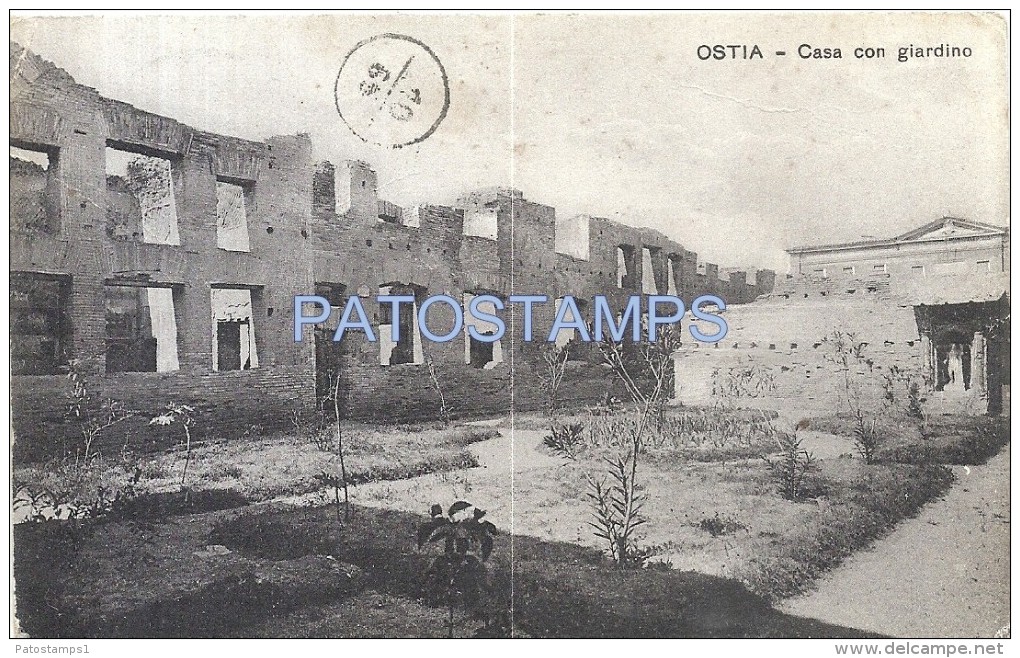 58497 ITALY OSTIA ROMA HOUSE WITH GARDEN CIRCULATED TO ARGENTINA POSTAL POSTCARD - Altri & Non Classificati