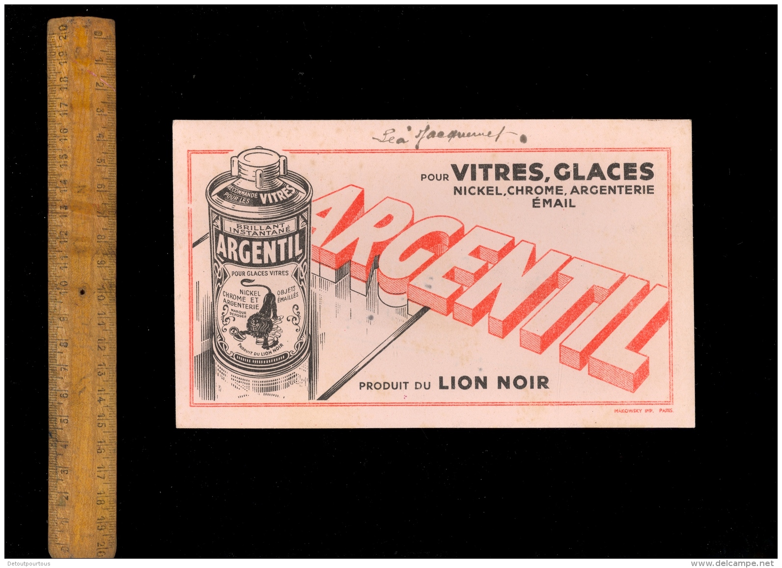 Buvard : ARGENTIL Produit Du Lion Noir Pour Vitres Glaces Nickel Chrome Argenterie Email - A