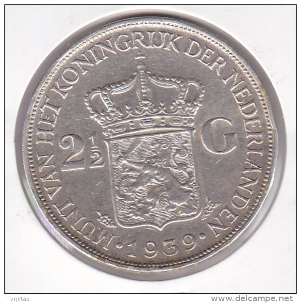 MONEDA DE PLATA DE HOLANDA DE 2,50 GULDEN DEL AÑO 1939  (COIN) SILVER-ARGENT - Monedas En Oro Y Plata