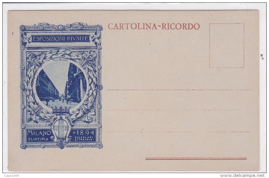 CARD MILANO CARD RICORDO ESPOSIZIONI RIUNITE 1894 -FP-N-2-0882-26008 - Milano