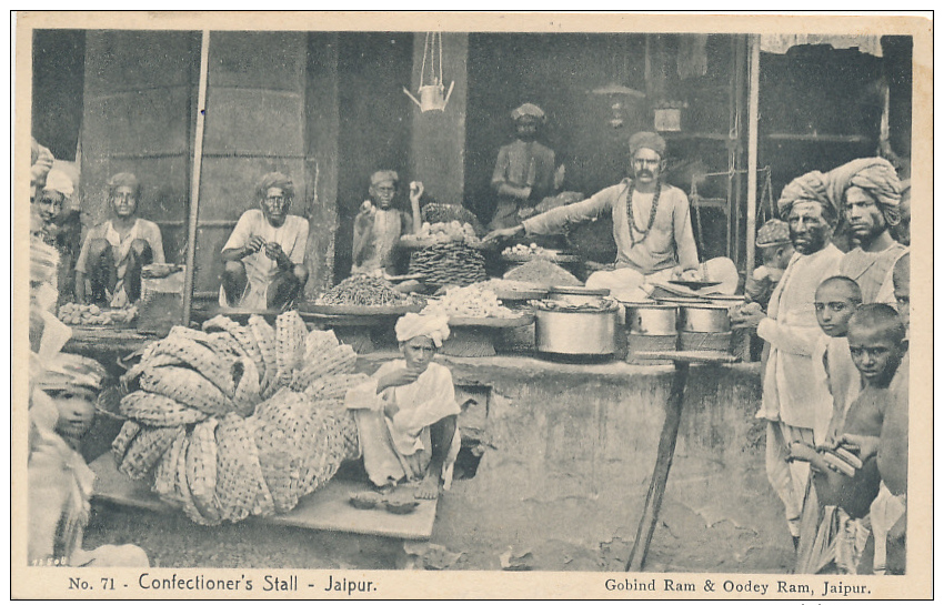 INDIA:  No. 71 - Confectioner's Stall - Jaipur, By Gobind Ram &amp; Oodey Ram, Circa 1920 - Animated - Indien