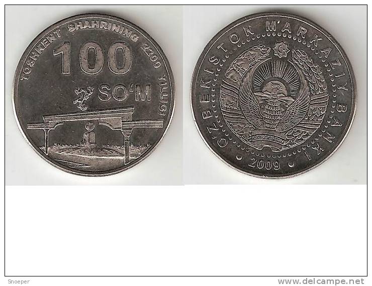 Uzbekistan 100 Som 2009 Toshkent  Shahrining 2200 Far Sight Km New - Uzbenisktán