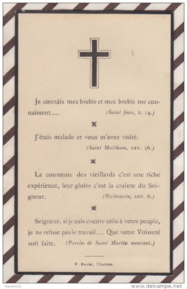 6AI4039 IMAGE PIEUSE RELIGIEUSE Mortuaire ABBE CANUEL 1930 CHARTRES DREUX LA LOUPE VITRAY SOUS BREZOLLES 2 SCANS - Santini