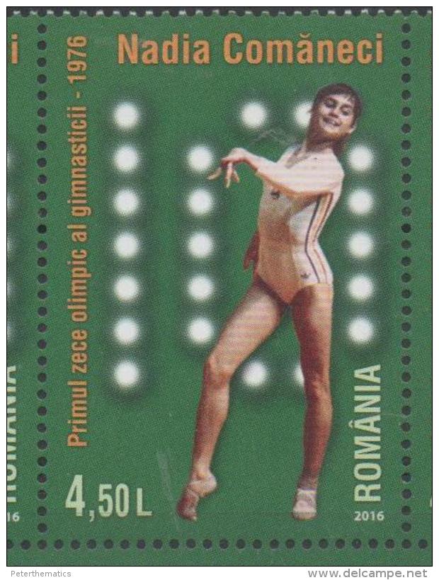 ROMANIA, 2016, MNH, GYMNASTICS, NADIA COMANECI, THE FIRST 10 IN OLYMPIC GYMNASTICS, 1v - Gymnastik