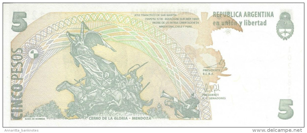 Argentina (BCRA) 5 Pesos ND (2012) Series H UNC Cat No. P-353a / AR406e - Argentina