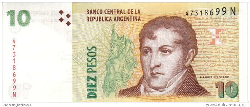 Argentina (BCRA) 10 Pesos ND (2013) Series N UNC Cat No. P-354a / AR407e - Argentina