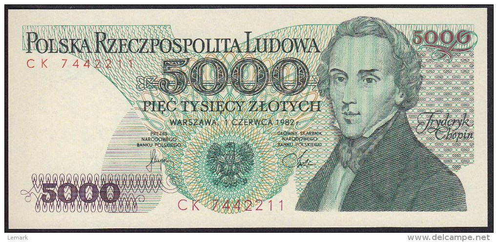 Poland 5000 Zlotych 1982 P150a UNC - Polonia