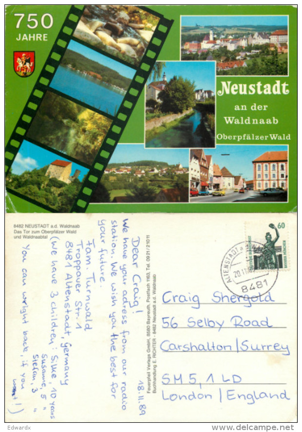 Neustadt An Der Waldnaab, Germany Postcard Posted 1989 Stamp - Neustadt Waldnaab