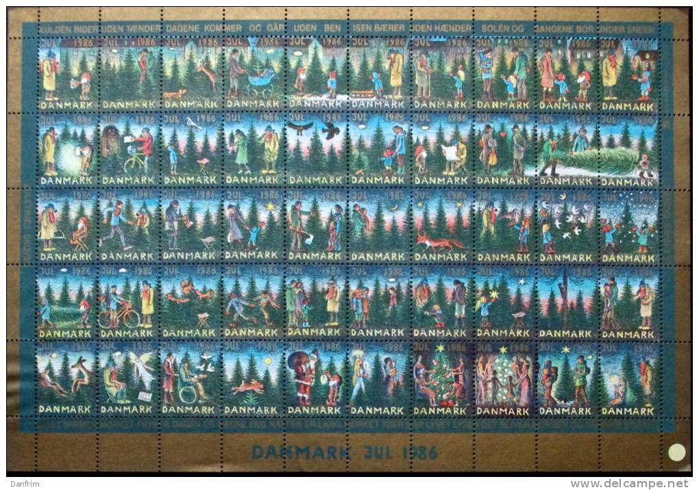 Denmark Christmas Seal 1986 MNH (**)  Full Sheet Unfolded   Christmas Tree Forest - Fogli Completi