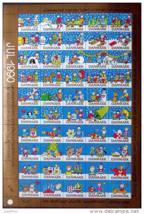 Denmark Christmas Seal 1990 MNH ( **)  Full Sheet  Unfolded Winter Christmasmotives - Ganze Bögen