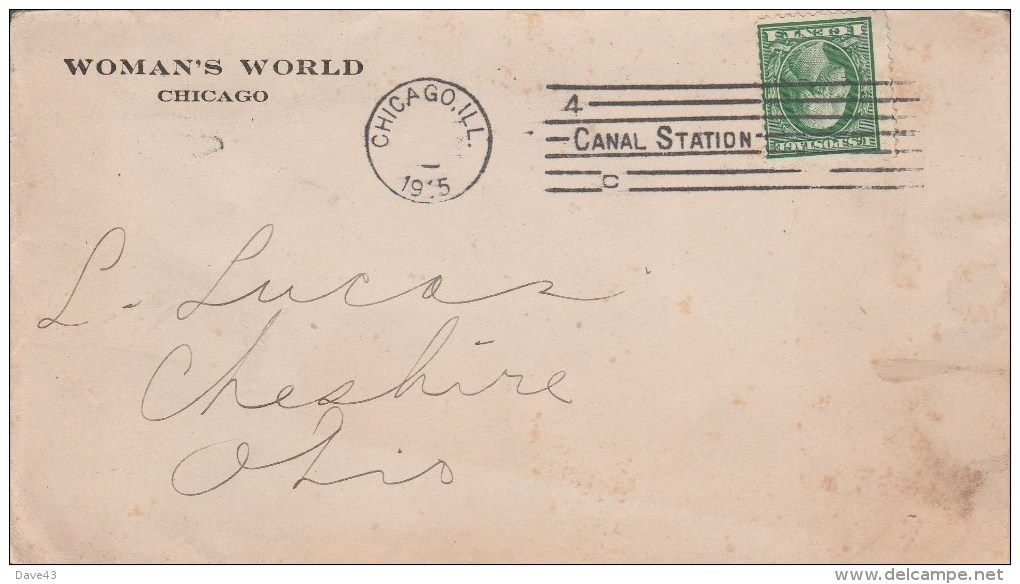 1915 Cover From Womans World Chicago 1c Washington Chicago Canal Station M/c Cancel - Covers & Documents