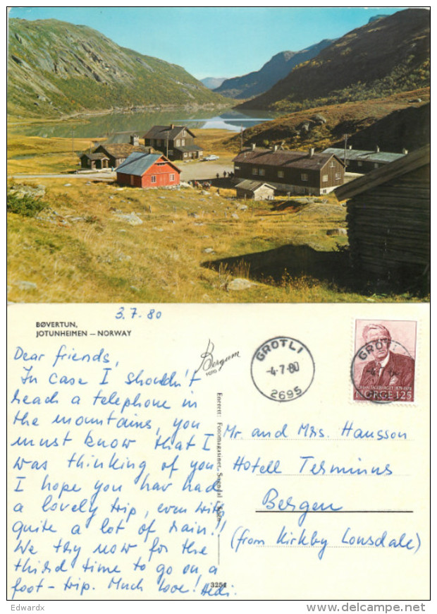 Bovertun, Jotunheimen, Norway Postcard Posted 1980 Stamp - Norway