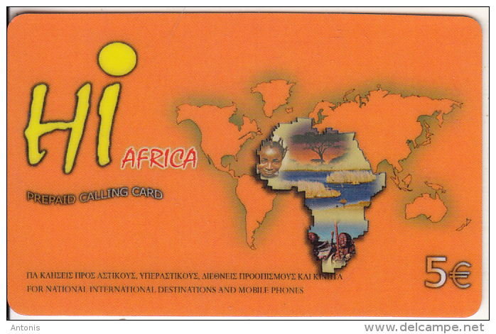 GREECE - Hi Africa Prepaid Card 5 Euro, Used - Greece