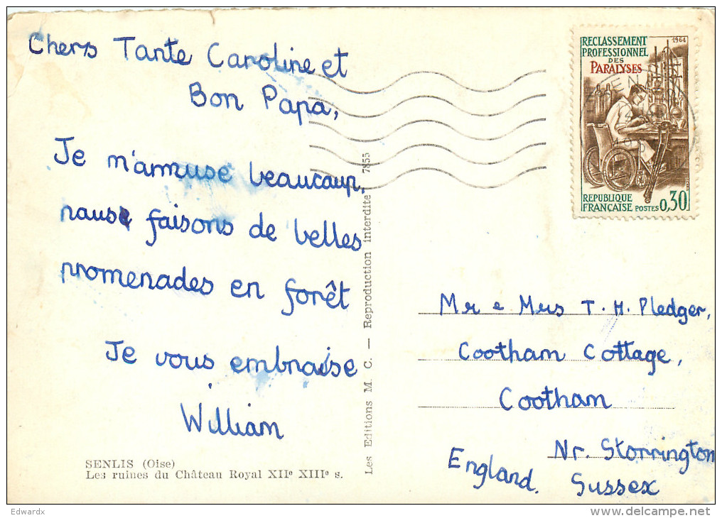 Chateau, Senlis, Oise, France Postcard Posted 1964 Stamp - Senlis
