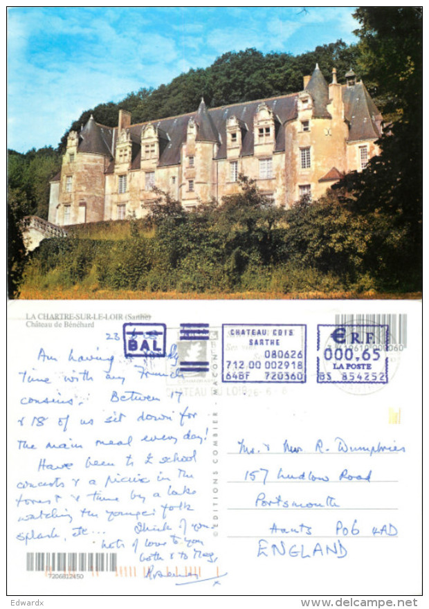 Chateau, La Chartre-sur-la-Loir, Sarthe, France Postcard Posted 2008 Meter - Autres & Non Classés