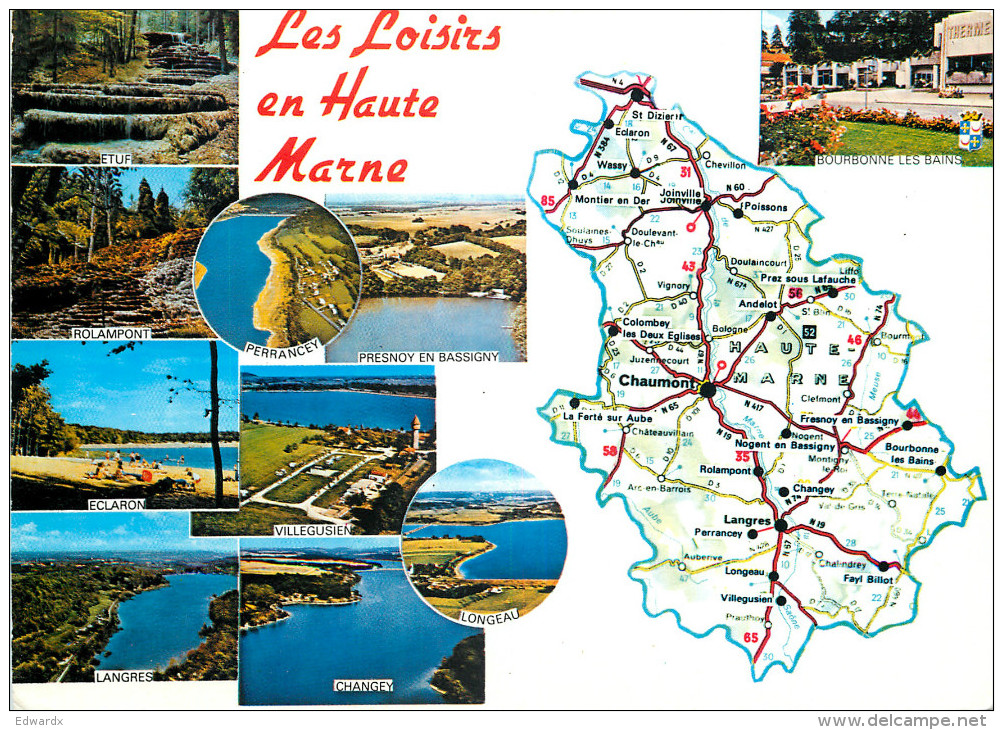 Map, Haute Marne, Haute-Marne, France Postcard Posted 2002 Stamp - Autres & Non Classés