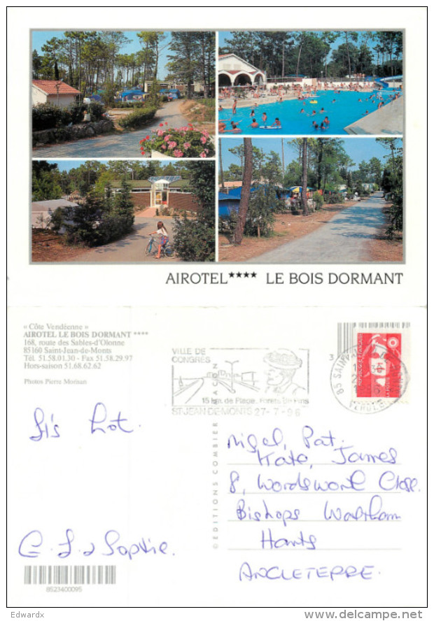 Camping Airotel Le Bois Dormant, Saint-Jean-de-Monts, Vendée, France Postcard Posted 1996 Stamp - Saint Jean De Monts