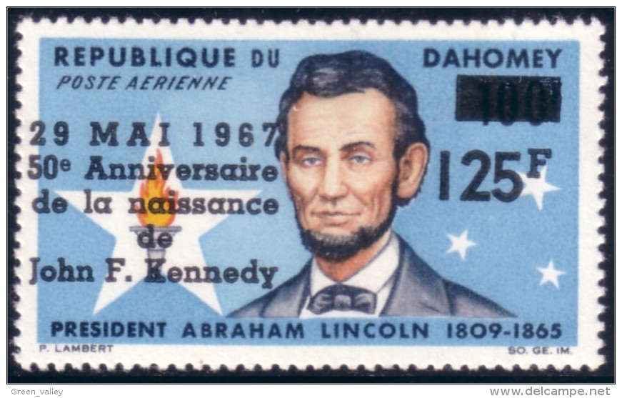 294 Dahomey 50e Naissance John Kennedy 50th Birthday / Abraham Lincoln MNH ** Neuf SC (DAH-46) - Kennedy (John F.)