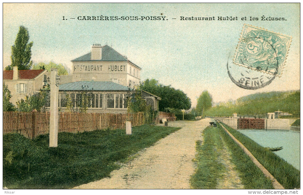 CARRIERES SOUS POISSY(YVELINES) RESTAURANT HUBLET(CARTE EN COULEUR) - Carrieres Sous Poissy