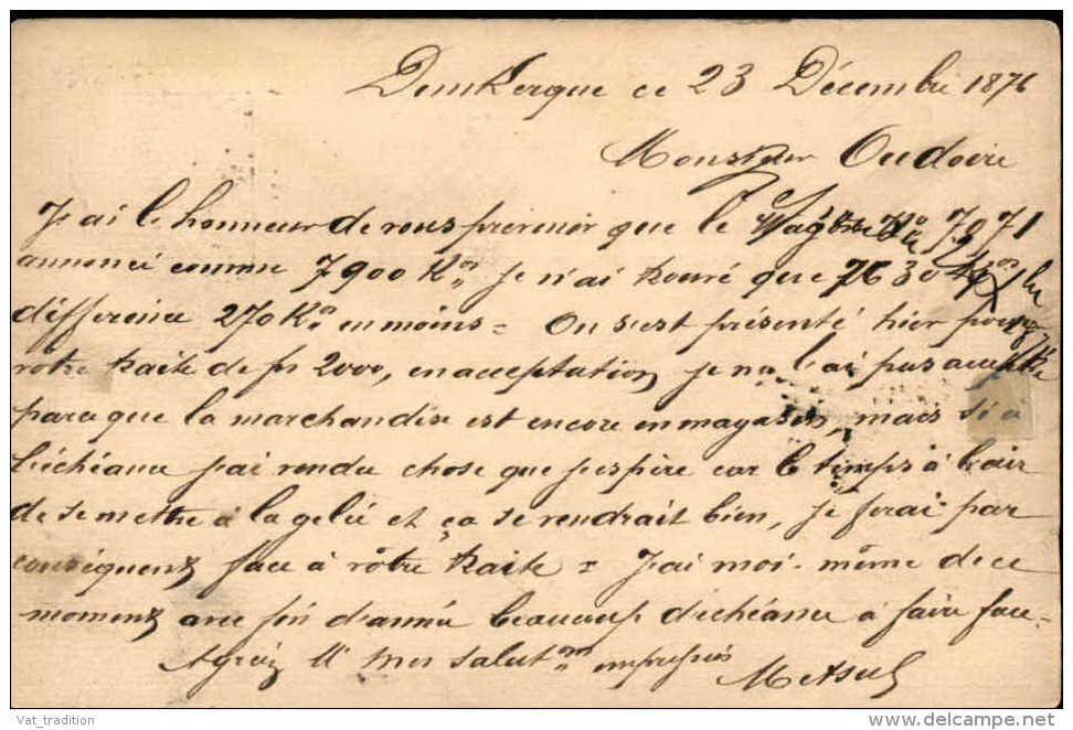 FRANCE - Carte Précurseur De Dunkerque Pour Paris En 1876, Affranchissement Sage  - A Voir - L  3684 - Vorläufer