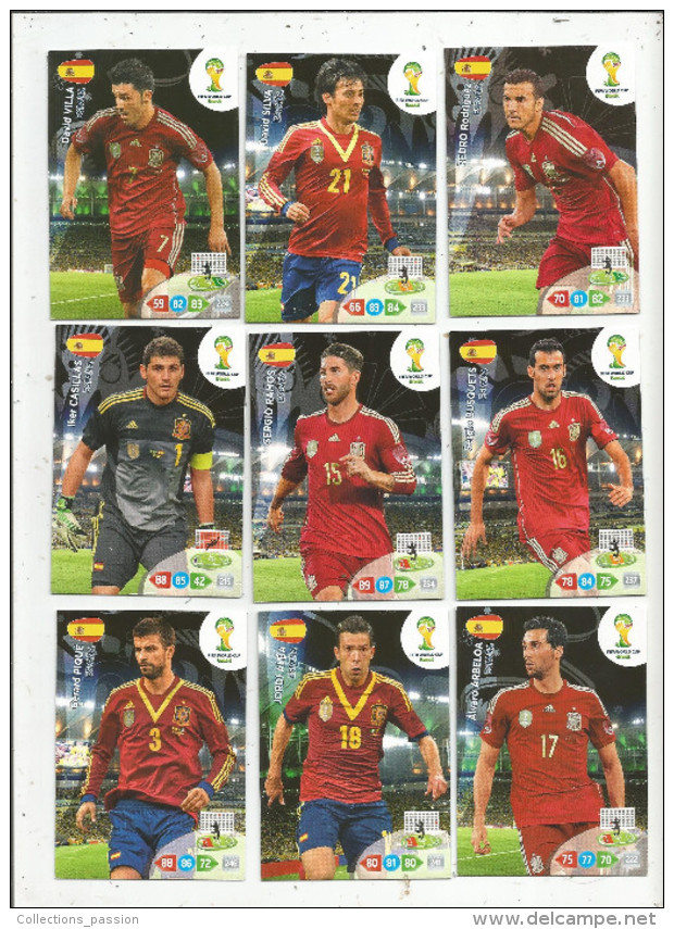 G-I-E , Trading Cards , Carte PANINI , Football , FIFA WORLD CUP , BRASIL , Brésil 2014 , ESPANA , LOT DE 9 CARTES - Trading Cards