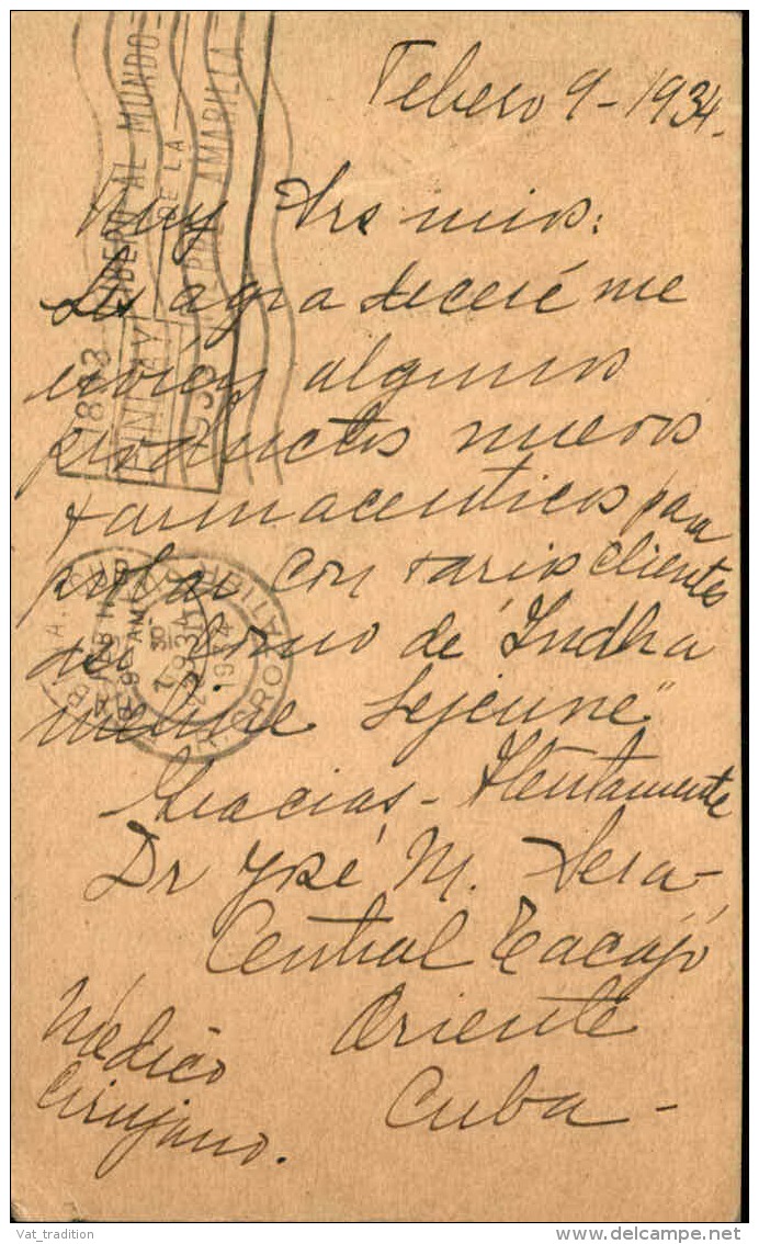CUBA - Entier Postal Pour Paris En 1934 - A Voir - L  3704 - Briefe U. Dokumente
