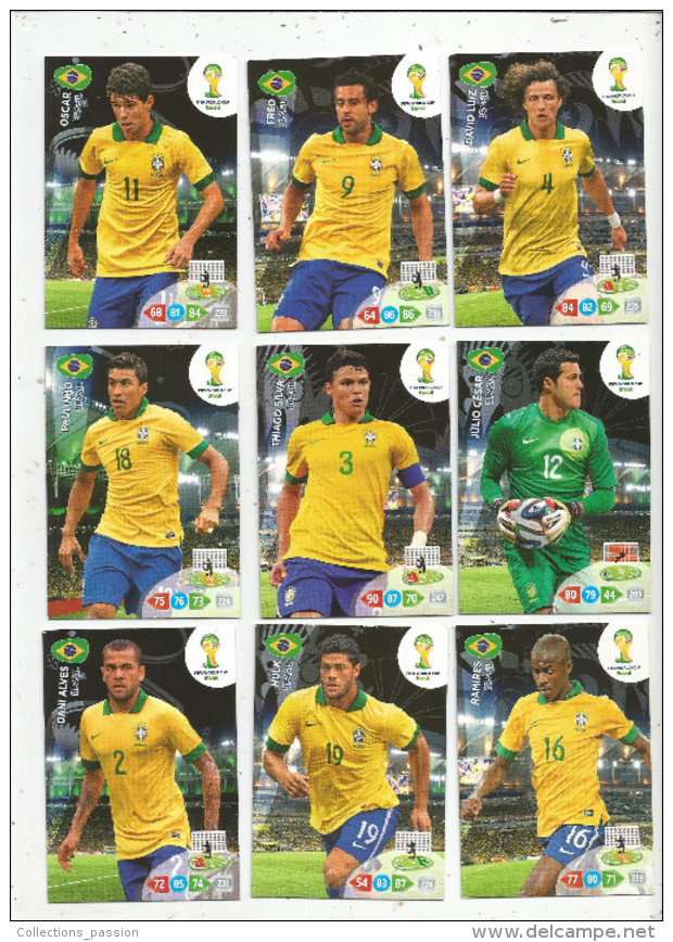 G-I-E , Trading Cards , Carte PANINI , Football , FIFA WORLD CUP , BRASIL , Brésil 2014 , BRASIL , LOT DE 9 CARTES - Trading Cards