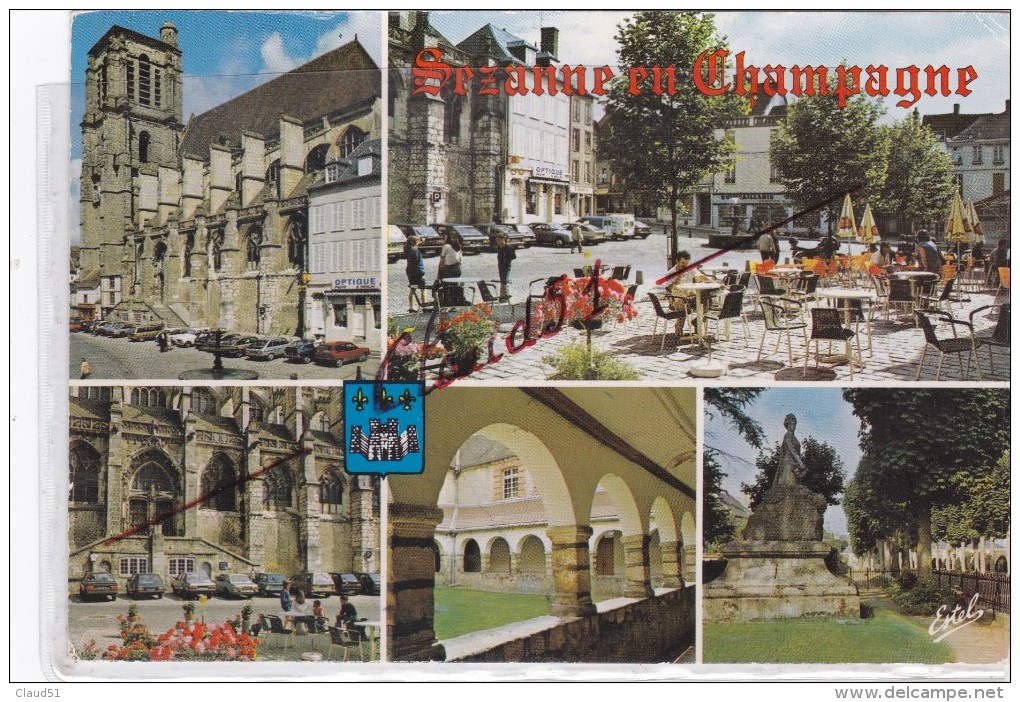 SEZANNE (51)L´Eglise St. Denis Et La Place De La République - Le Cloïtre De L´Hôpital Ancien Couvent Des  Récolets - Sezanne
