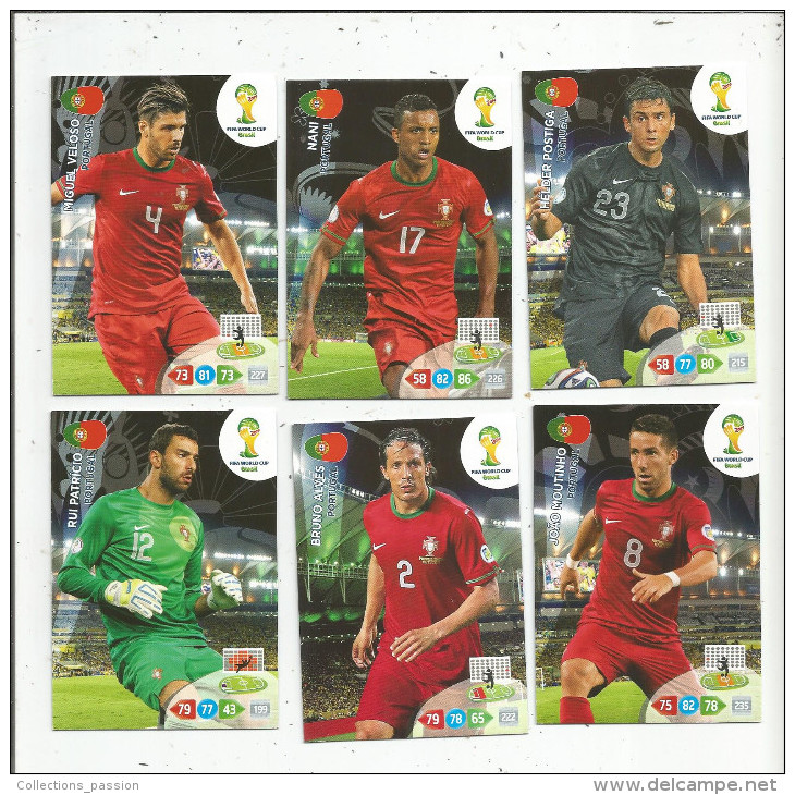 G-I-E , Trading Cards , Carte PANINI , Football , FIFA WORLD CUP , BRASIL , Brésil 2014 , PORTUGAL , LOT DE 6 CARTES - Trading-Karten