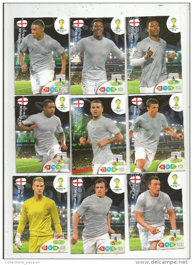 G-I-E , Trading Cards , Carte PANINI , Football , FIFA WORLD CUP , BRASIL , Brésil 2014 , ENGLAND , LOT DE 9 CARTES - Trading-Karten