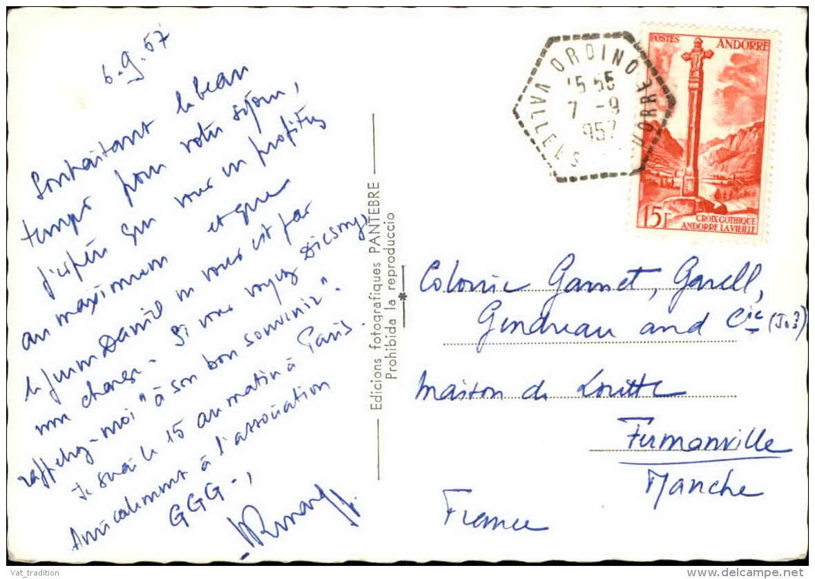 ANDORRE - Oblitération De Ordino Sur Carte Postale Pour La France 1957 - A Voir - L  3719 - Briefe U. Dokumente