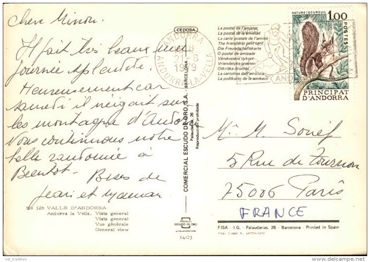 ANDORRE - Oblitération D 'Andorre Sur Carte Postale Pour La France 1979 - A Voir - L  3723 - Storia Postale