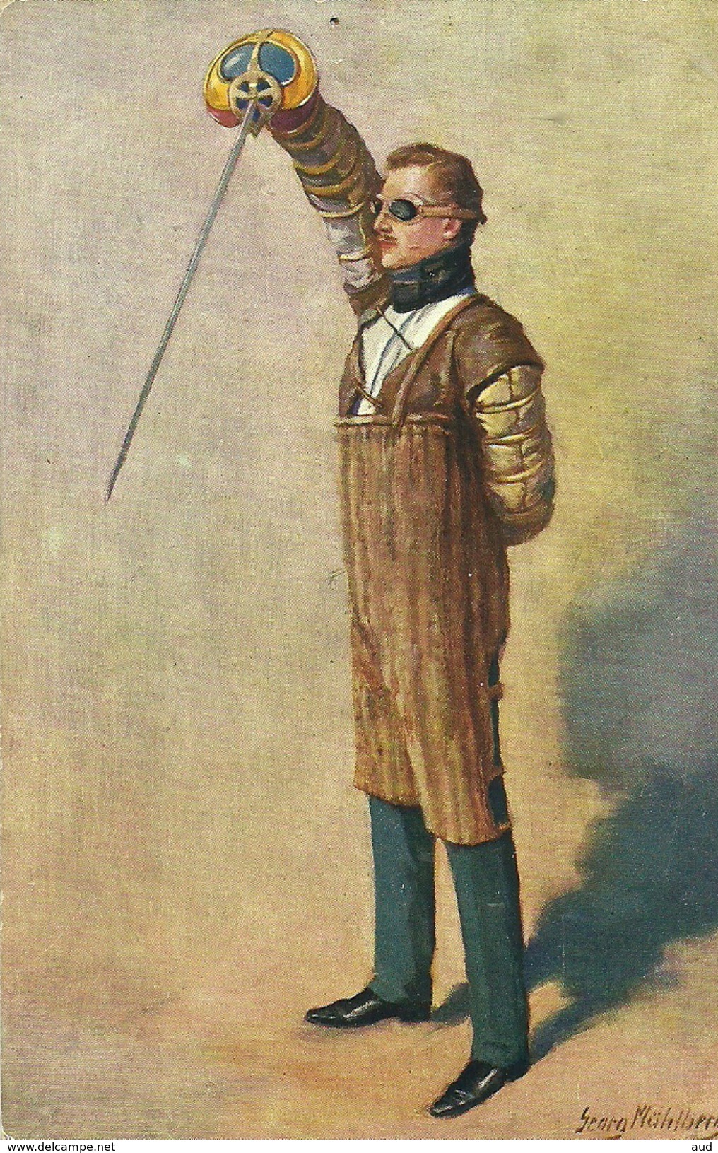 ESCRIME, Carte Fantaisie, Illustrateur "Georg Mühlberg ", "DER HERR PAUKANT", Carte D' Allemagne - Fencing
