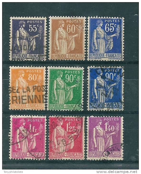 France Type Paix  N°363 A 371  Oblitéré - 1932-39 Paix