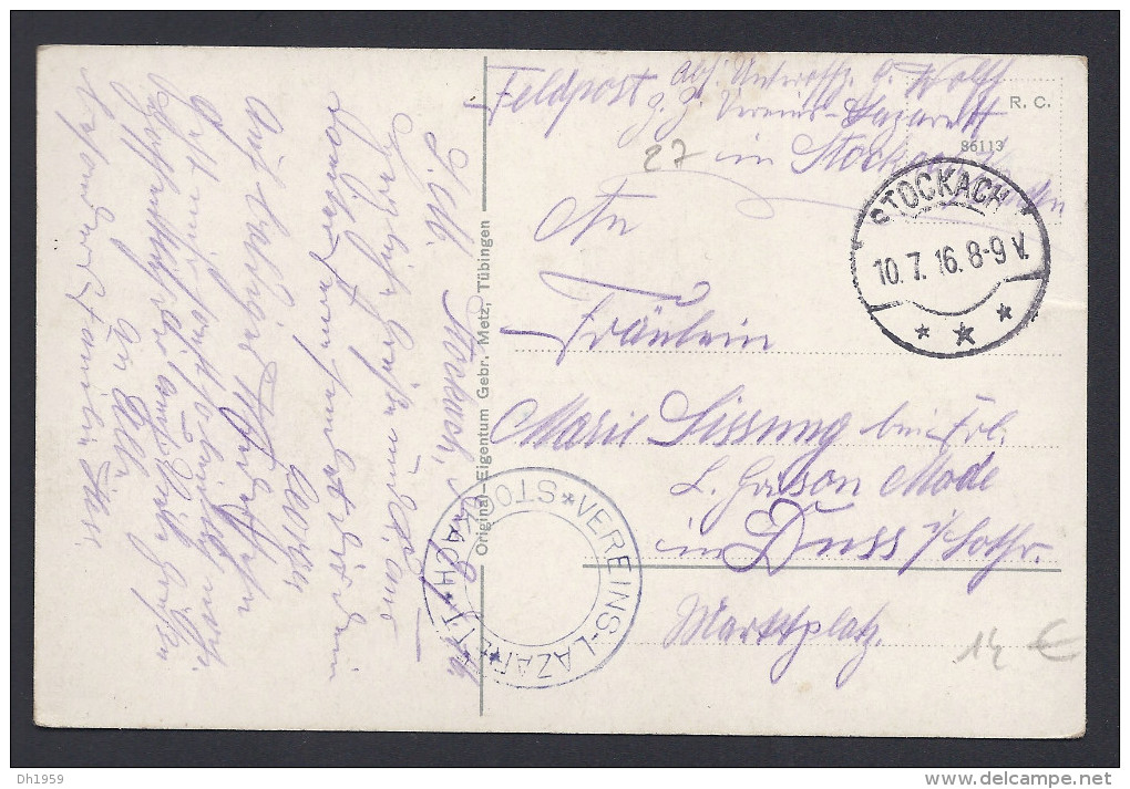 STOCKACH 1916 VEREINS LAZARETT FELDPOST KONSTANZ - Stockach