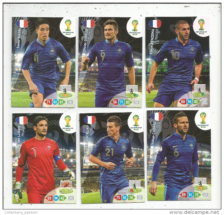 G-I-E , Trading Cards , Carte PANINI , Football , FIFA WORLD CUP , BRASIL , Brésil 2014 , FRANCE , LOT DE 6 CARTES - Trading Cards