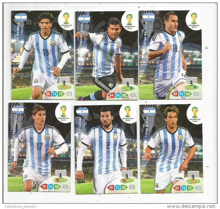 G-I-E , Trading Cards , Carte PANINI , Football , FIFA WORLD CUP , BRASIL , Brésil 2014 , ARGENTINA , LOT DE 6 CARTES - Trading Cards