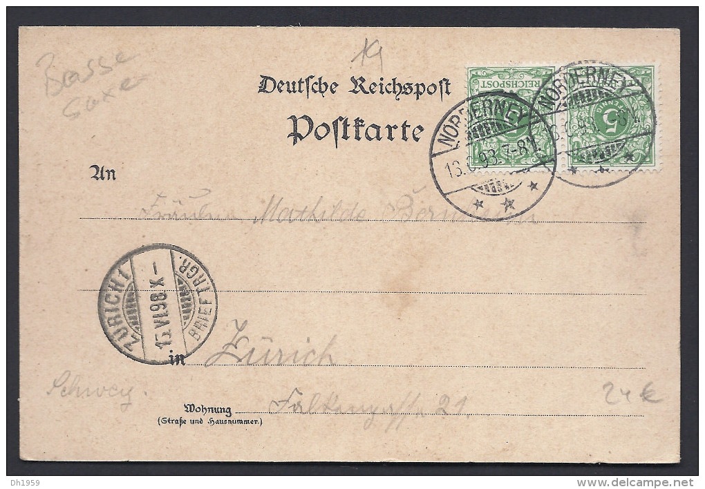 GRUSS AUS NORDERNEY HAFEN POST AMT LITHO 1898 FREY FRANKFURT Nach ZÜRICH SCHWEIZ - Norderney