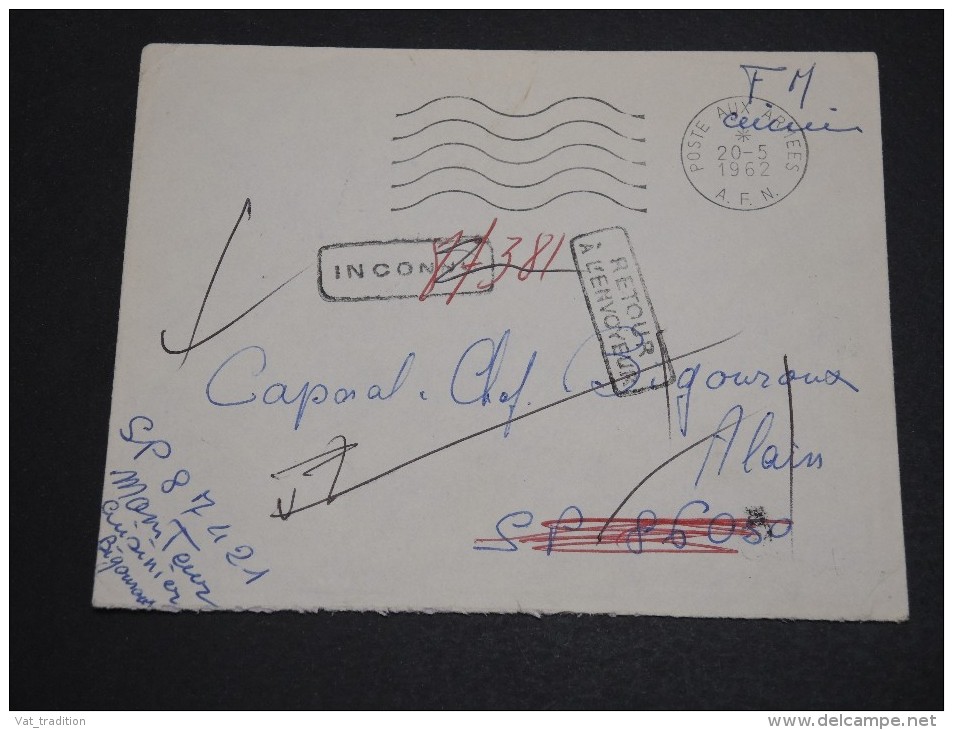 FRANCE - Enveloppe Pour Secteur Postal 86050 Et Inconnu Retour à L ' Envoyeur En 1962 - A Voir - L  3809 - Guerre D'Algérie