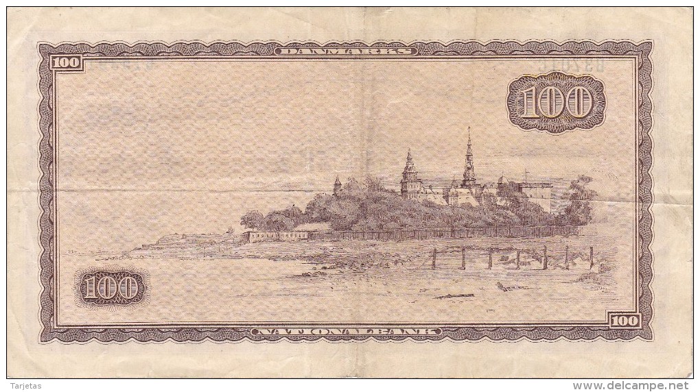 BILLETE DE DINAMARCA DE 100 KRONER DEL AÑO 1970  (BANK NOTE) RARO - Dinamarca