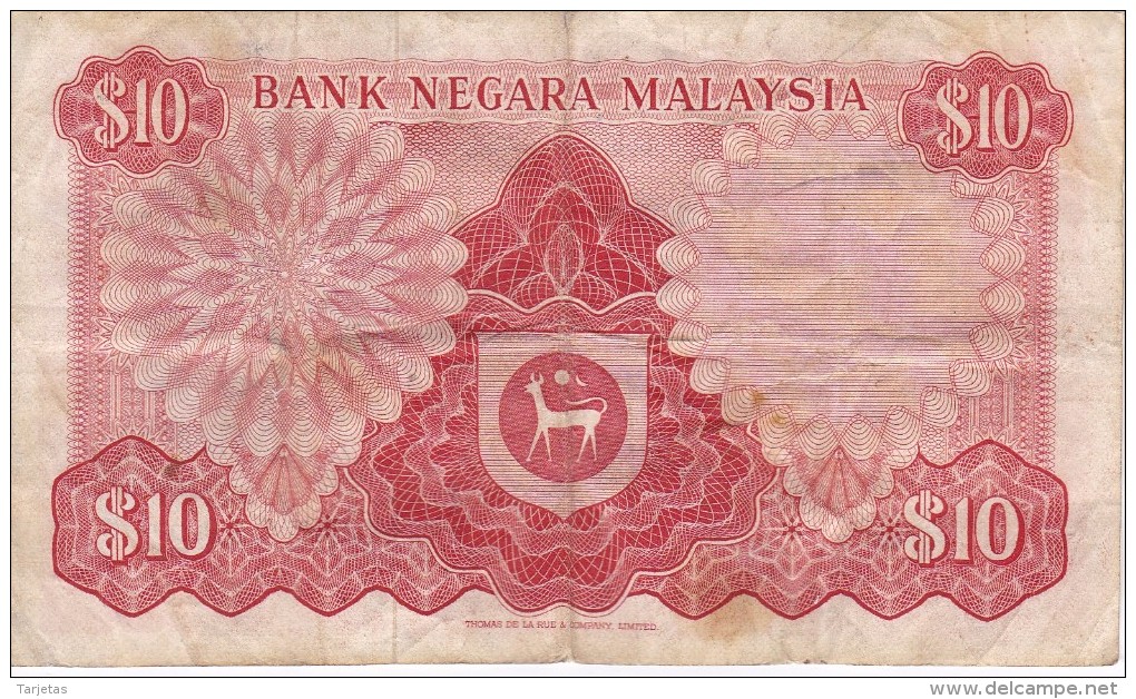 BILLETE DE MALASIA DE 10 RINNGIT DEL AÑO 1976 (BANKNOTE) - Malaysia